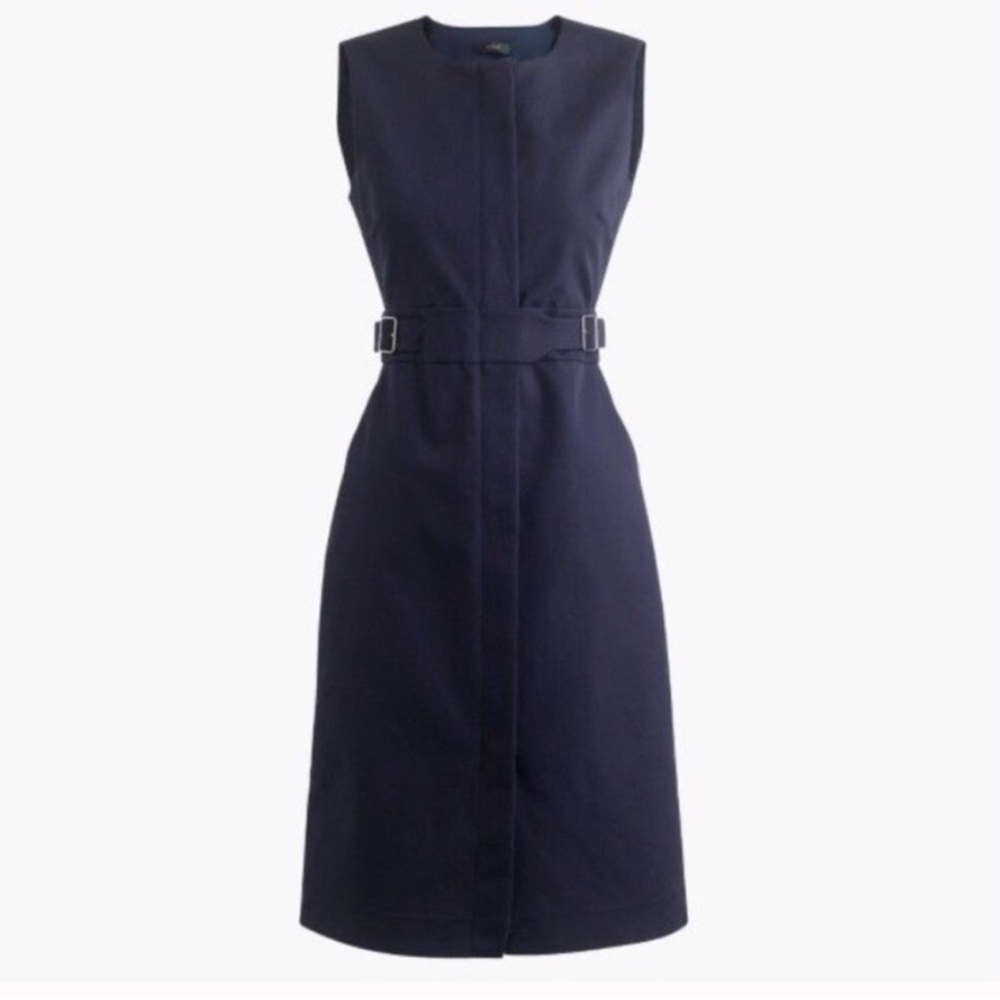 J. Crew Navy Zipper Front Sleeveless Dress